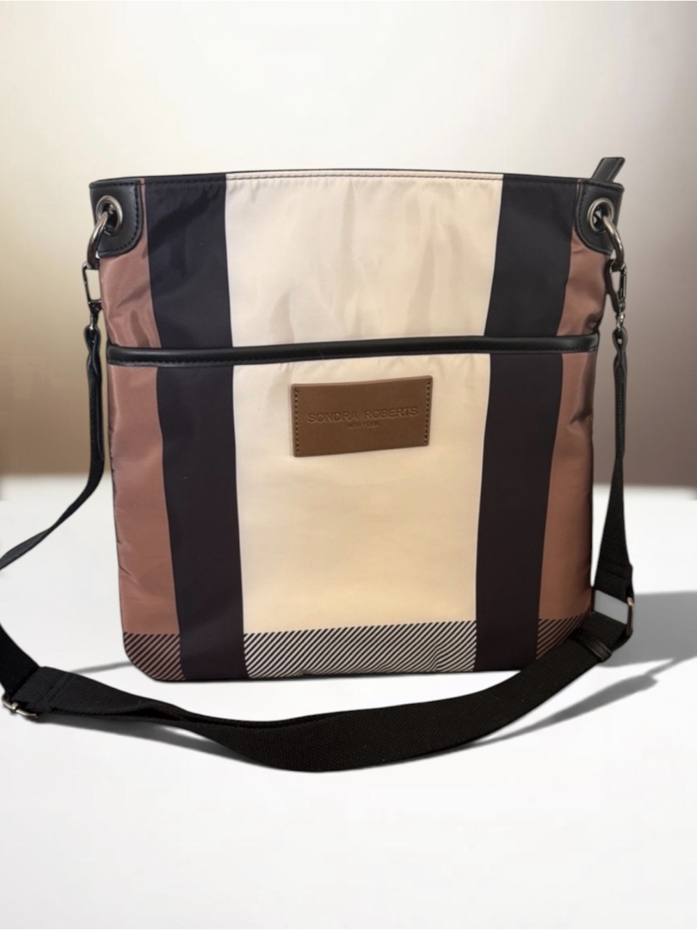 New! SONDRA ROBERTS NEW YORK Nylon Colorblock Bag